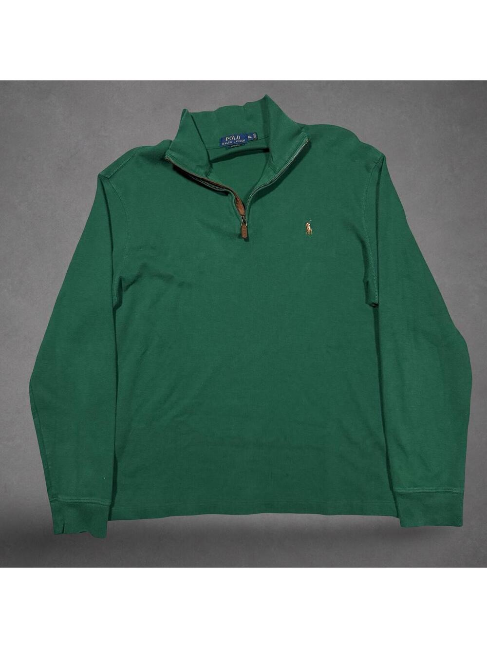 Polo Ralph Lauren Estate Rib Green Quarter Zip Pullover XL